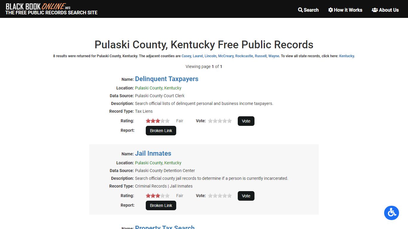 Pulaski County, KY Free Public Records - Black Book Online